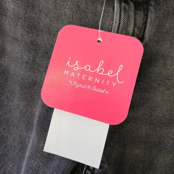 Isabel Maternity Jeans Charcoal Power Stretch Denim Raw Hem Side Panel Elastane - Picture 7 of 7